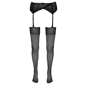 Cottelli LEGWEAR - Czarne Jedwabiste Pończochy Do Pasa 2