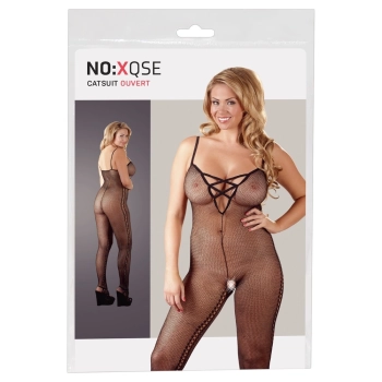 NO:XQSE - Czarny Kombinezon Z Siateczki Z Otworami Po Bokach 2XL/3XL