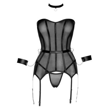 Cottelli Bondage - Seksowny Gorsecik Z Szalem Obrożą I Kajdankami M
