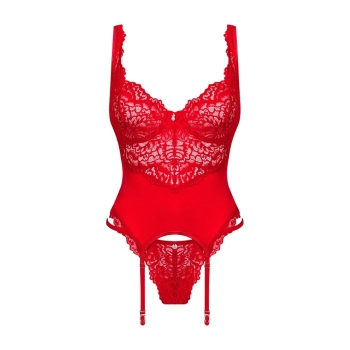 Obsessive - Seksowny Koronkowy Gorset i Stringi Amor Cherris Czerowny S/M