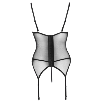 Cottelli LINGERIE - Seksowna Matowa Koszulka Z Paskami i I Delikatną Koronką + Stringi M