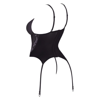 Cottelli LINGERIE - Seksowna Matowa Koszulka Z Paskami i I Delikatną Koronką + Stringi XL