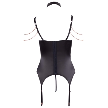 Abierta Fina - Zmysłowa Koszulka Do Pończoch Z Elegancką Koronką + Stringi 85B/L