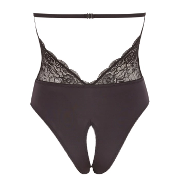 Cottelli LINGERIE - Koronkowe Czarne Body Z Otwartym Kroczem L