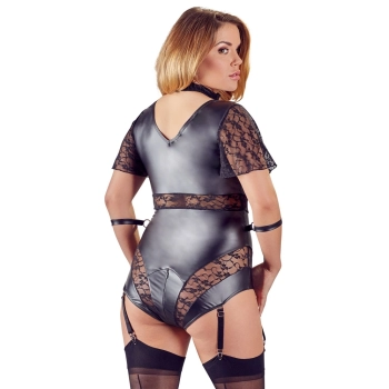 Cottelli Bondage - Seksowne Body Z Mankietami I Rozpinanym Krokiem XL