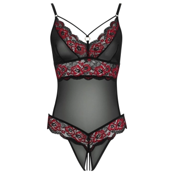 Cottelli LINGERIE - Gorące Body Z Dwukolorowej Koronki Z Kwiatowym Motywem S/M