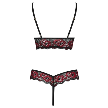 Cottelli LINGERIE - Gorące Body Z Dwukolorowej Koronki Z Kwiatowym Motywem L/XL