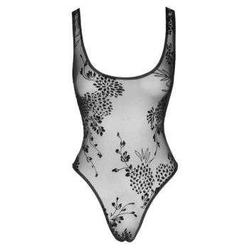 Noir - Seksowne Prześwitujące Body Na Ramiączkach Czarne XL