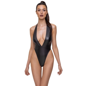 Cottelli PARTY - Seksowne Mocno Wycięte Matowe Body Czarne L