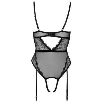 Cottelli LINGERIE - Czarne Koronkowe Body Z Perełkami W Kroczu L