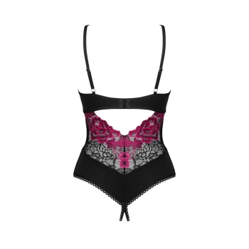 Obsessive - Seksowne Body Z Kwiatowej Koronki Bez Krocza Rosenty XL/2XL