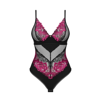 Obsessive - Seksowne Body Z Kwiatowej Koronki Rosenty XL/2XL
