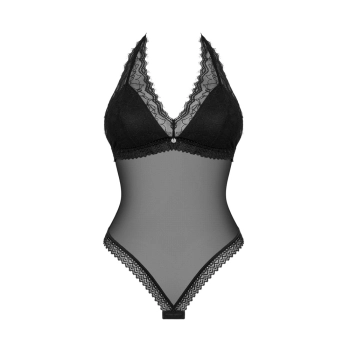Obsessive - Czarne Siateczkowe Body Z Delikatną Koronką Medilla XL/2XL