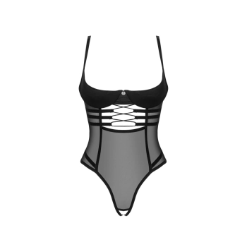 Obsessive - Seksowne Siateczkowe Body Bez Biustu I Krocza Czarne Roxelia XL/2XL