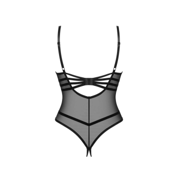 Obsessive - Seksowne Siateczkowe Body Bez Biustu I Krocza Czarne Roxelia XL/2XL