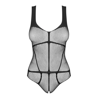 Obsessive - Seksowne Czarne Siateczkowe Body Bez Krocza B336 S-L