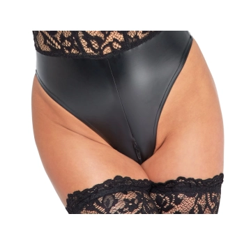 Noir - Seksowne Koronkowe Body Z Matowym Dołem Czarne M
