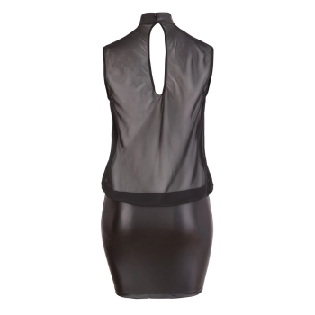 Cottelli CURVES - Seksowna Mini Sukienka Z Siateczką U Góry Czarna 4XL