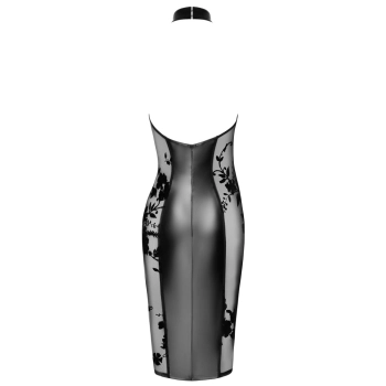 Noir - Obcisła Matowo-Błyszcząca Sukienka Z Eleganckimi Wstawkami Po Bokach XL