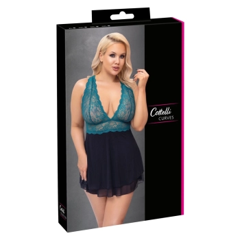 Cottelli CURVES - Babydoll Z Koronkową Górą I Siateczkową Spódnicą 3XL