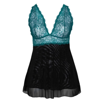 Cottelli CURVES - Babydoll Z Koronkową Górą I Siateczkową Spódnicą 3XL