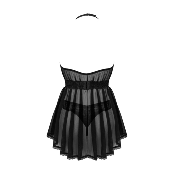 Obsessive - Seksowna Koszulka Nocna Z Koronkowymi Majteczkami Czarna Serafia XL/2XL