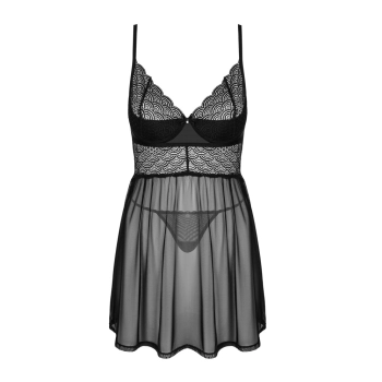 Obsessive - Seksowna Koszula Nocna Z Koronką I Stringami Chemeris XL/2XL