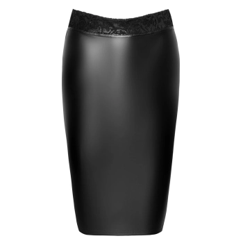 Noir - Obcisła Matowa Spódniczka Z Koronkowym Wiązanym Tyłem Czarna XL