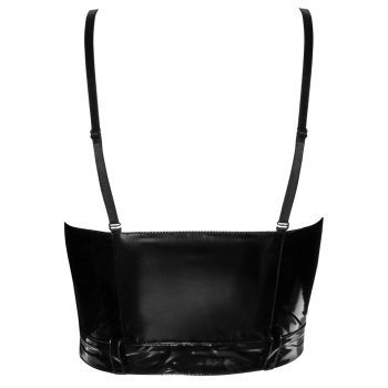 Black Level - Seksowny Vinylowy Top Z Zamkiem XL