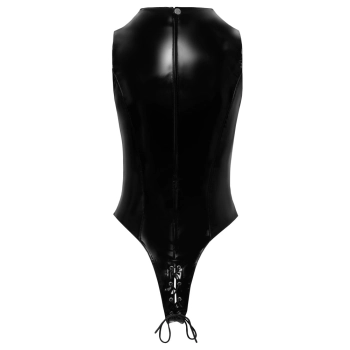 Black Level - Vinylowe Body Wiązane Sznureczkami Czarne XL