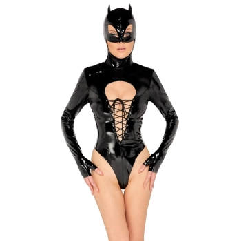 Black Level - Czarne Body Sznurowane Z Maską Z Uszami Czarne XL