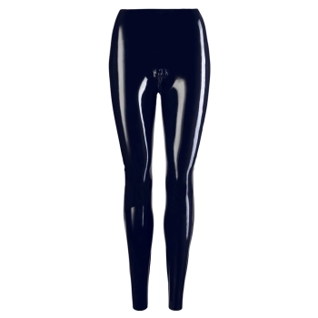 LATE X - Obcisłe Lateksowe Legginsy Z Zamkiem W Kroczu Czarne 2XL