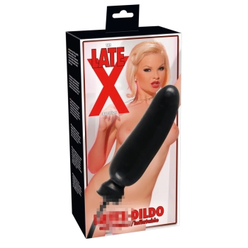 LATE X - Nadmuchiwane Lateksowe Czarne Dildo 20 CM