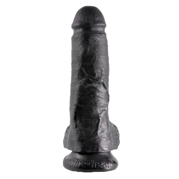 King Cock - Realistyczne Dildo Z Żołędziem Jądrami I Żyłkami 20 CM Czarny