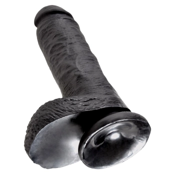 King Cock - Realistyczne Dildo Z Żołędziem Jądrami I Żyłkami 20 CM Czarny