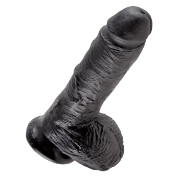 King Cock - Realistyczne Dildo Z Żołędziem Jądrami I Żyłkami 20 CM Czarny