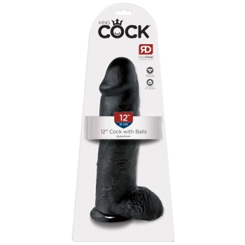 King Cock - Realistyczne Dildo Z Jądrami Czarne 30 CM