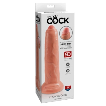 King Cock - Realistyczne Dildo Z Ruchomym Napletkiem 23 CM Jasny Kolor Skóry