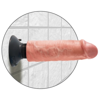 King Cock - Realistyczny Wibrator Jak Naturalny Penis Z Przyssawką 20 CM Jasny Kolor Skóry