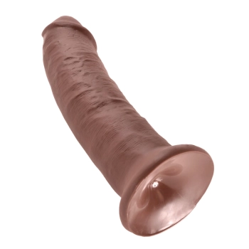 King Cock - Realistyczne Zakrzywione Dildo Z Przyssawką 23 CM Brązowy Kolor Skóry