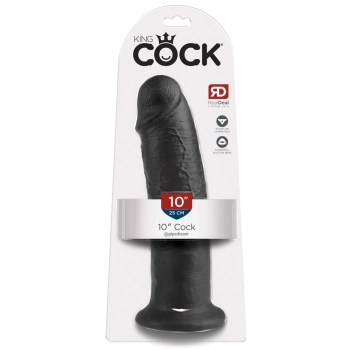 King Cock - Realistyczne Zakrzywione Dildo Z Przyssawką 25 CM Czarny