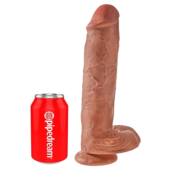 King Cock - Realistyczne Dildo Z Żołędziem Jądrami I Żyłkami 28 CM Ciemny Kolor Skóry