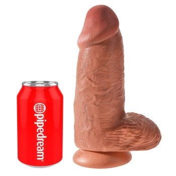 King Cock - Realistyczne Grube Dildo Z Przyssawką 23 CM Ciemny Kolor Skóry