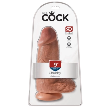 King Cock - Realistyczne Grube Dildo Z Przyssawką 23 CM Ciemny Kolor Skóry