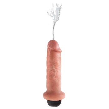 King Cock - Realistyczne Naturalne Dildo Z Wytryskiem 15 CM Jasny Kolor Skóry