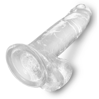 King Cock Clear - Realistyczne Dildo Z Jądrami I Przyssawką Przezroczyste 18 CM