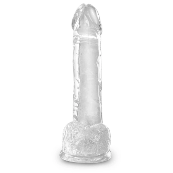 King Cock Clear - Realistyczne Dildo Z Jądrami I Przyssawką Przezroczyste 18 CM