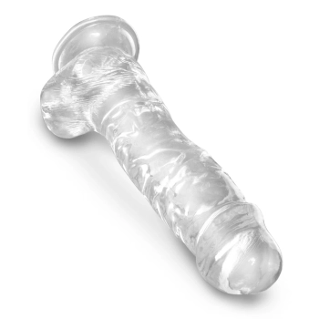 King Cock Clear - Realistyczne Dildo Z Jądrami I Przyssawką Przezroczyste 20 CM