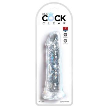 King Cock Clear - Realistyczne Dildo Z Przyssawką Przezroczyste 20 CM