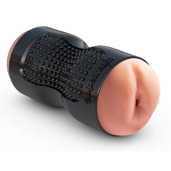 PET - Podwójny Masturbator Pochwa I Odbyt Z Miękkim Kanałem Czarny